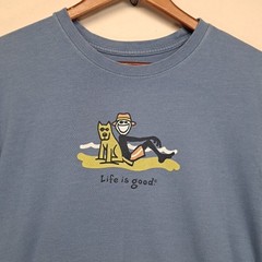 Life Is Good Men’s Large Crusher Lite T Shirt Lot Of 2 Blue Short Sleeve