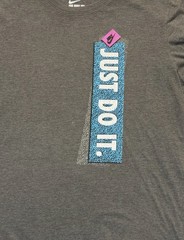Nike Just Do It Shirt Mens L Gray Retro 90s Graphic Tee Athletic Cut Large EUC