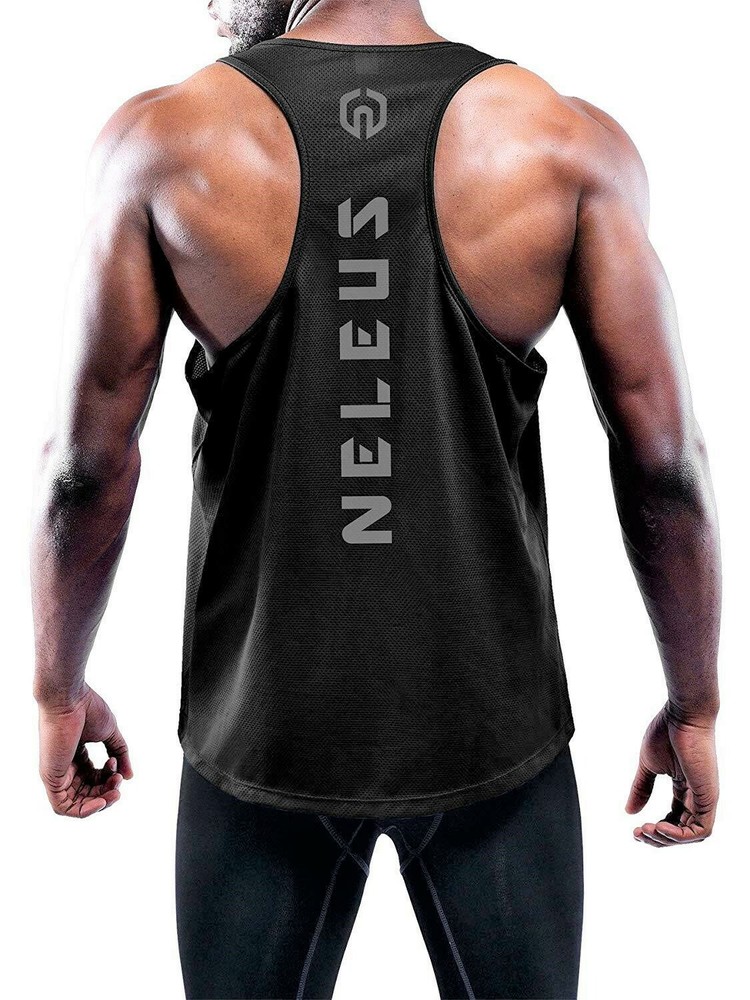 NELEUS ‘Dry Fit Logo Muscle’ Mesh Tank Top Men’s M Gym Workout Exercise Blk NEW!