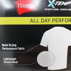 Hanes X-temp Mens 3-Pack T-Shirts Crew Neck White Performance Mesh M