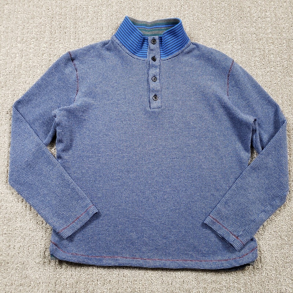 Robert Graham Shirt Mens Large Blue Thermal Henley Contrast Collar