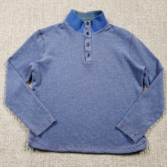 Robert Graham Shirt Mens Large Blue Thermal Henley Contrast Collar