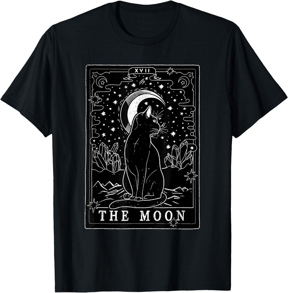 Graphic Cat Lovers Moon Tarot Card Cat Tarot Card The Moon T-Shirt, Unisex Tees