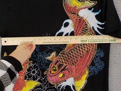 Top Creations Coi Fish T-Shirt Mens SZ L Black Graphic T Coral Hibiscus NWOT