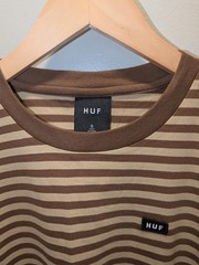 HUF Short Sleeve Striped T-Shirt Brown Size Small New