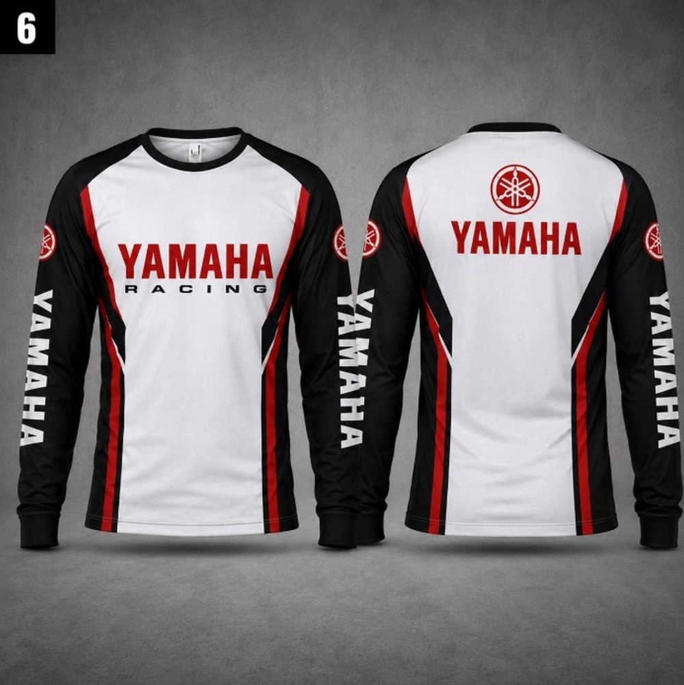 Long Sleeve Shirt Yamaha Racing White Red Black 3D Performance Top Gift