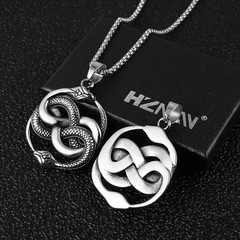 Goth Punk Jewelry Men’s Stainless Steel Animal Snake Pendant Necklace 22+2Inc…