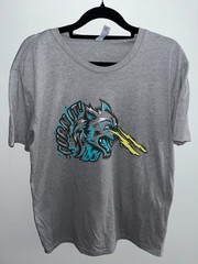 Gnasher Wolf Blue & Yellow Lightning Eyes Graphic Next Level Gray T-Shirt M