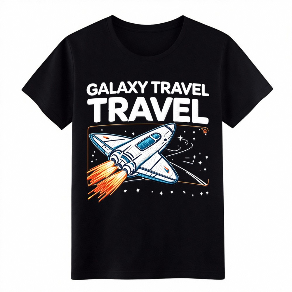 Galaxy Travel Space Shuttle Graphic T-Shirt – Sci-Fi Space Lover Casual Tee