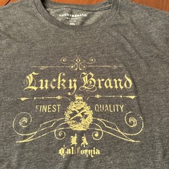 Lucky Brand T-Shirt Logo Short Sleeve Men’s XXL Heather Black & Gold