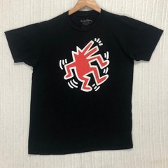 Keith Haring Barking Dog Graphic T-Shirt Black Red White Pop Art Mens Medium