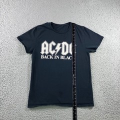 AC/DC Graphic T-Shirt Men Medium Back In Black Rock Band Tee Black Grunge Retro