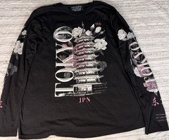 Fresh Laundry Tokyo Japan Graphic Shirt Men’s Large Black Floral Long Sleeve
