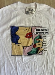 Lichtenstein Style “Real Hustle, No Days Off”Graphic T Medium Comic Graphic New
