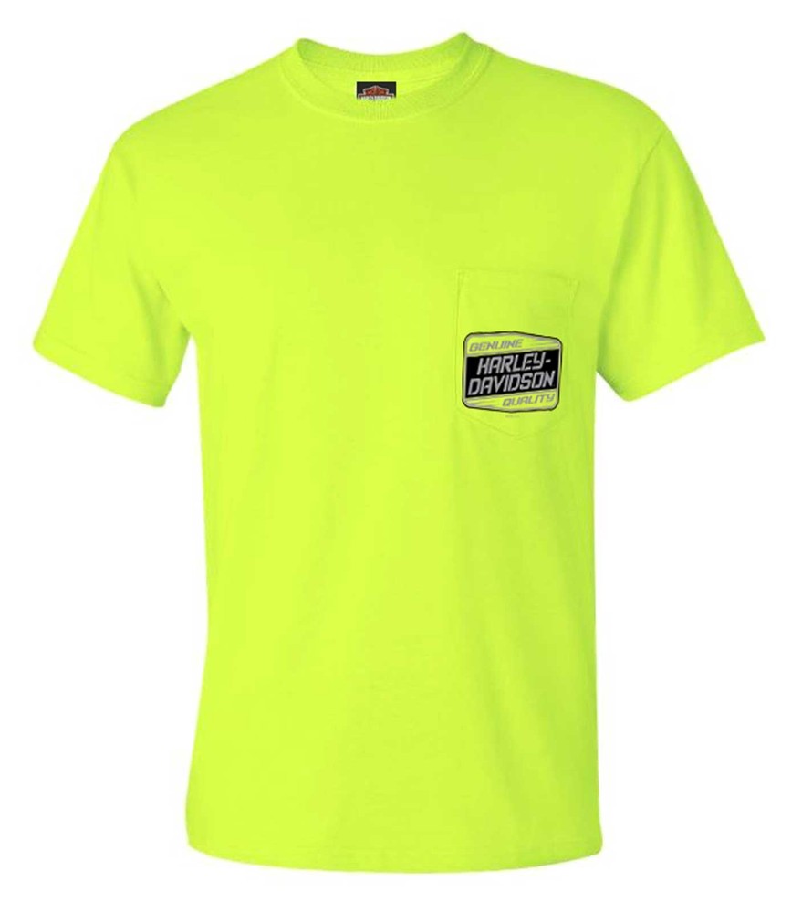 Harley-Davidson Men’s Overload Short Sleeve Chest Pocket T-Shirt, Safety Green