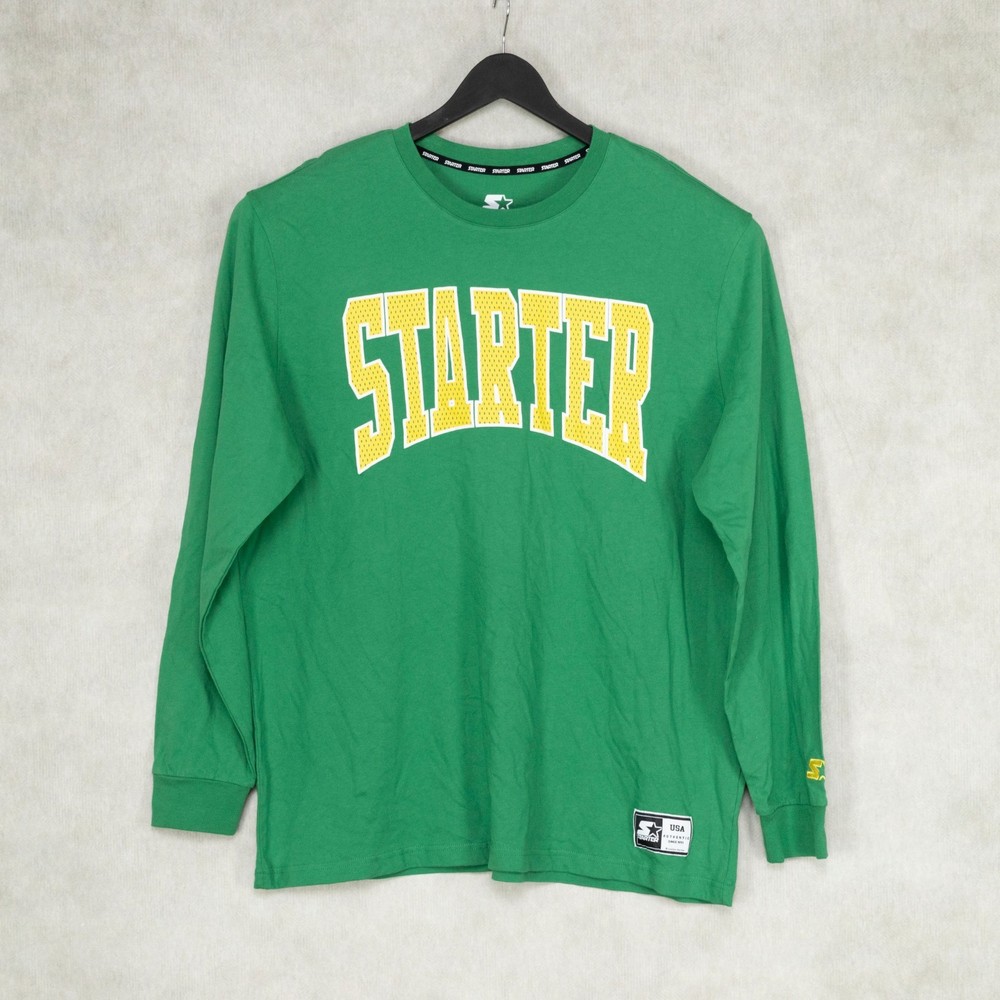 Starter Men Logo Long Sleeve Shirt Green Size XXL