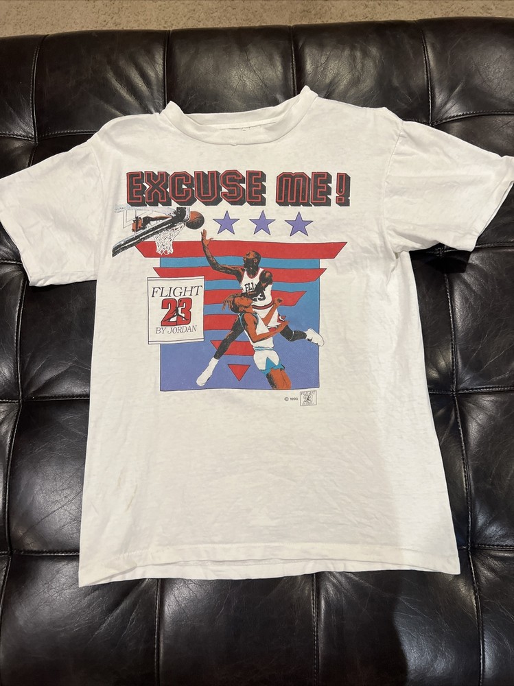 Vintage 1990 Flight #23 Michael Jordan Excuse Me T-Shirt White Men’s XL Bulls