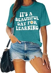 Women Teacher Life Shirt Teacher Gift Short Sleeve Shirts It s a Medium Cyan1