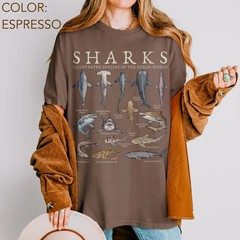 Vintage Shark Species T-Shirt Marine Biology Graphic Tee Ocean Lover Nature Gift