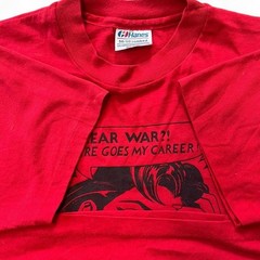 Vtg 80s Mark Vallen Lichtenstein Pop Art Change Nuclear War Career Red Shirt Sm