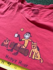 Life Is Good Shirt Mens 3XL Red Crusher Happy Hour Camping Dog Graphic Tee Flaw