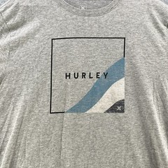 Hurley Mens T-Shirt Large L Graphic Logo Short Sleeve Gray Blended Fabric Camisa
