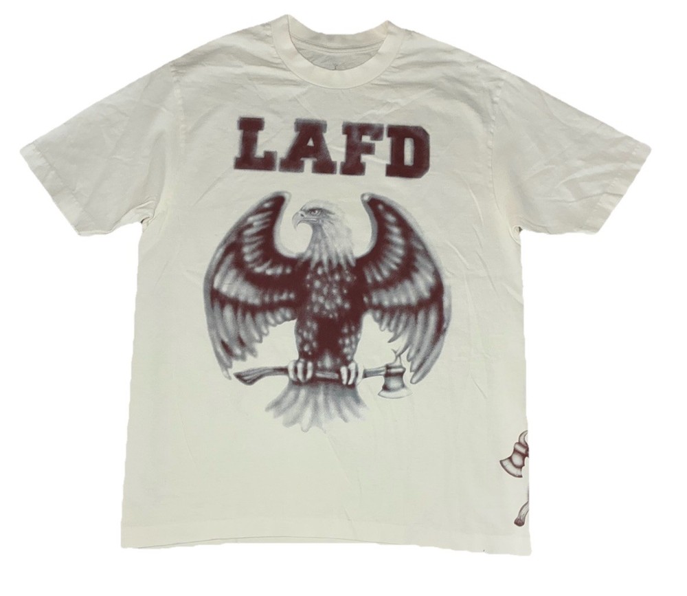 Travis Scott LAFD Tee M Cream Los Angeles Fire CA Wildfire Response NEW *spots