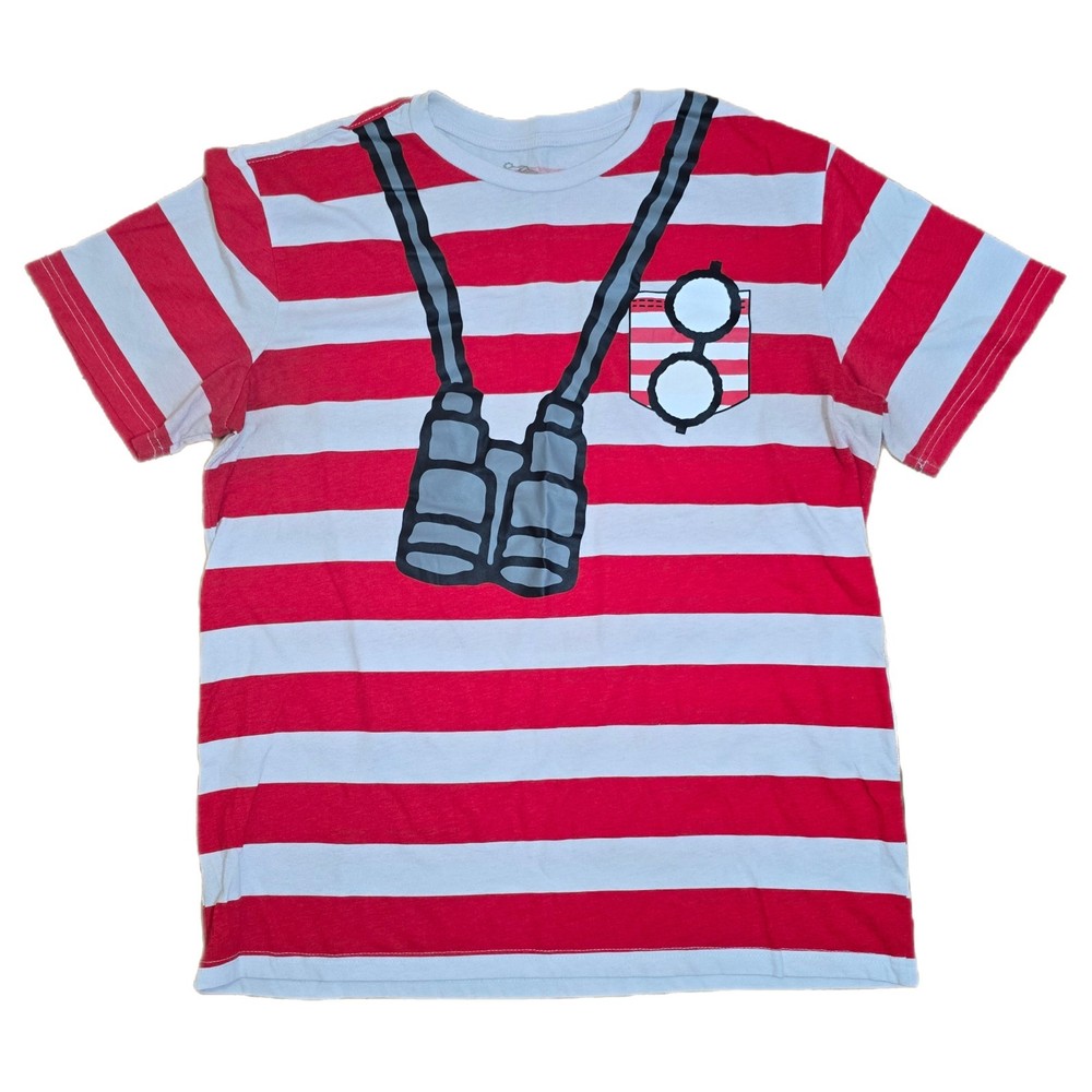 Where’s Waldo Costume T-Shirt Men’s Size Large EUC Halloween Dress Up Striped