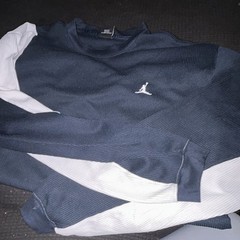 Jordan Waffle Knit Thermal Long Sleeve Shirt Mens XL Navy Blue Jumpman Logo