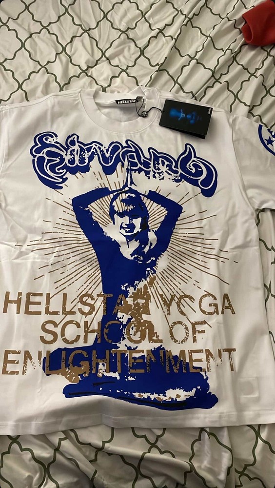 Hellstar Men’s T-Shirt Size Medium blue and white fits true to size