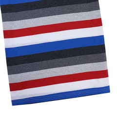 Men’s Classic Striped Short Sleeve Crew Neck Pocket Tee T-shirt Grey Red