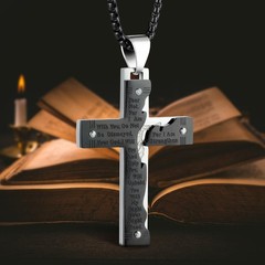 Cross Pendant for Car Rear View Mirror Decor Hanging Ornament Stainless Steel…