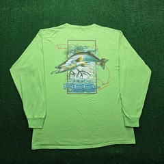 Reel Legends Tshirt Mens XL Green Long Sleeve Florida Fishing Snook Graphic Tee