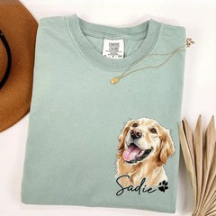 Custom Dog Face Comfort Tee Personalized Pet Portrait T-