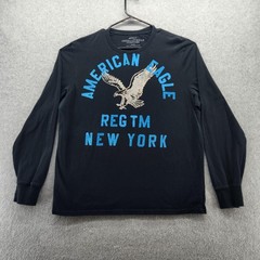 American Eagle Outfitters Shirt Mens XL Black Long Sleeve New York Graphic Tee
