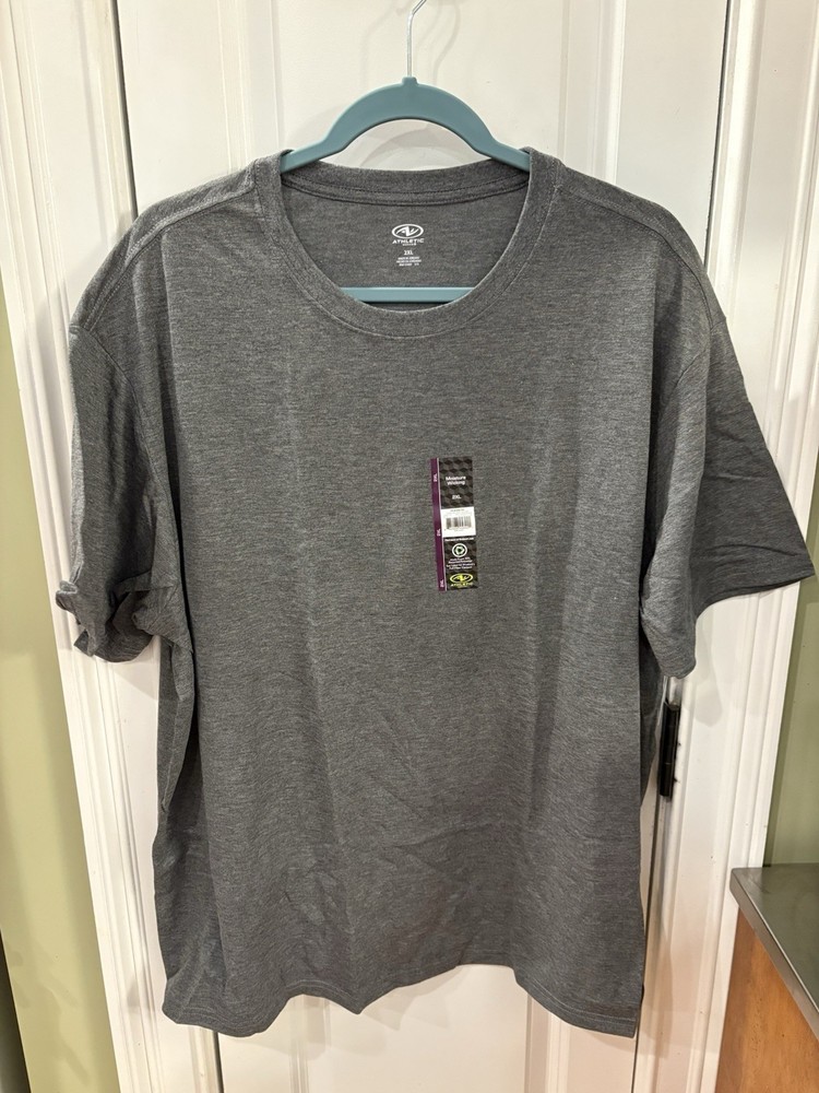 NWT ATHLETIC WORKS Men’s Size 2XL Tri-Blend Short Sleeve Tee 2 Pack Grey TR149