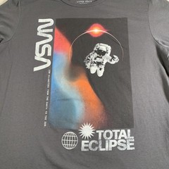 Hyper Space NASA Shirt Mens 2XL Gray Total Eclipse Astronaut Graphic Space Tee