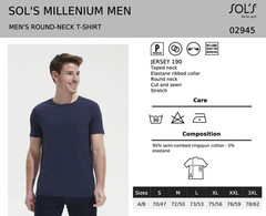 SOLs Millenium Cotton/Elastane Round Neck Short Sleeve Tee T-Shirt
