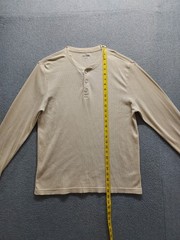 Old Navy Men Henley Shirt L Yellow Waffle Knit Long Sleeve Knit Casual Relaxed
