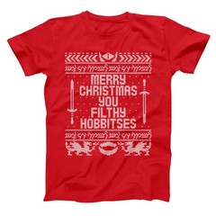 Merry Christmas You Filthy Hobbitses – funny Xmas elf hobbit humor XS-5X T-Shirt