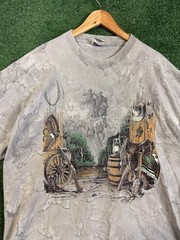 Vtg 90s Acid Washed Tie Dyed Cowboy T Shirt Western Ragtops Sportswear Art XL