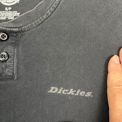 Dickies T-Shirt Mens Small Black Long Sleeve Heavyweight Henley Ribbed Cuff