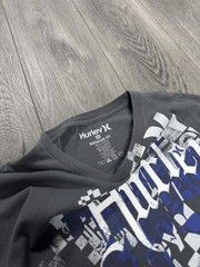 Y2K Hurley Spell Out Grunge Checkered Shoulder Hit T Shirt Sz XL
