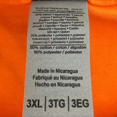 Gildan T-Shirt Men’s 3XL Bright Orange New Graphic Print Long Sleeve