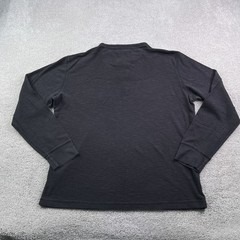 Timberland Henley Shirt Mens XL Black Mini Waffle Long Sleeve Cotton Casual Logo