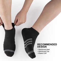 12 Pairs Men’s Black Ankle Socks Low Cut Athletic Cushion