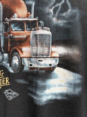 Vintage Truckers Only T Shirt Black 3D Emblem 1987 Rolling Thunder Size Medium