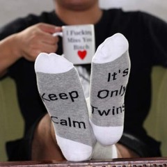 2 Pairs Mid Calf Funny Pregnancy Announcement Socks Keep Calm It’s Only Twins