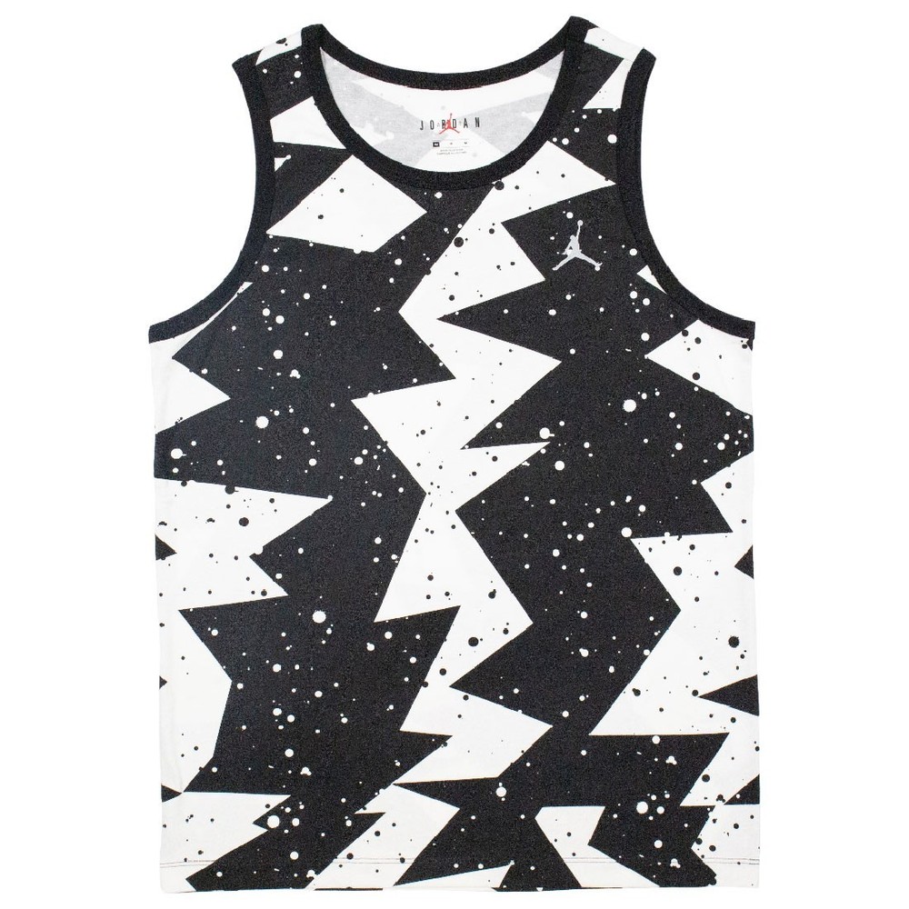 JORDAN PRINTED POOLSIDE TANK TOP MEN SIZE SMALL TO XL BLACK WHITE COMFORT STYLE