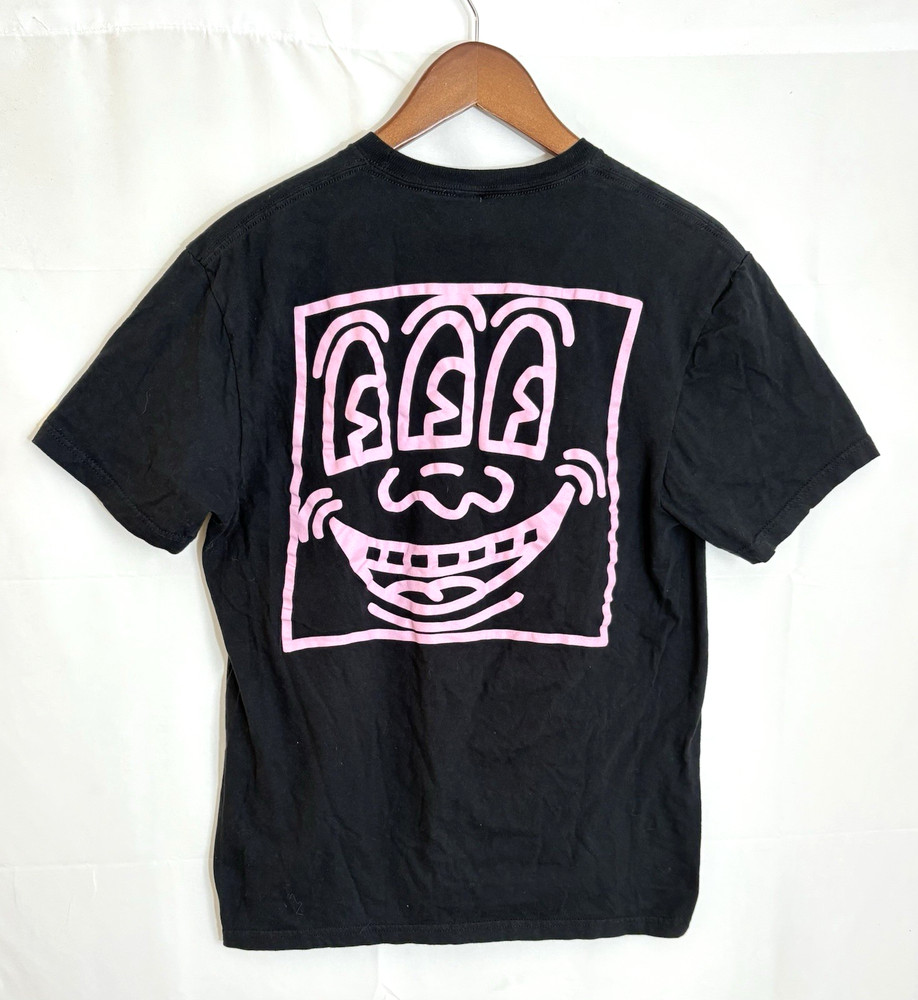 Keith Haring Men’s Medium Three Eyed Monster Black & Pink S/S Graphic T-Shirt